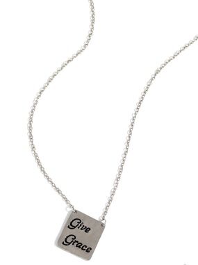 paparazzi Silver 'Give Grace' Script Pendant Necklace